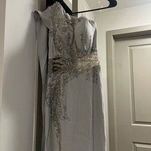 Elegant Silver Evening Dress